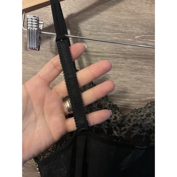 Wacoal Embrace Lace Slip Dress Black Ivory New Sz M Sexy Sheer Embroidered - Picture 8 of 9